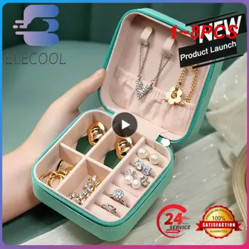 1~8PCS Prenosné Kožené Šperky Box Šperky Organizátor Zobrazenie Cestovných Šperky Prípade Boxy Tlačidlo Kožené Skladovanie Zips Jewelers