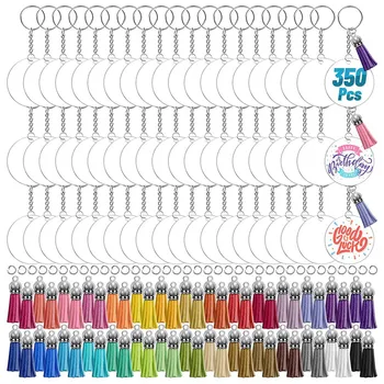 350Pcs Akryl Jasné Keychain Polotovary pre Vinyl s Prázdne Strapce Skok Krúžky Keychain Krúžky pre DIY Keychain Plavidlá