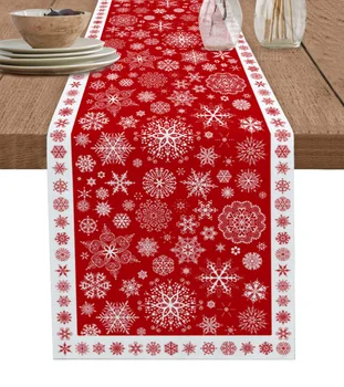 Vianočné Červená Snowflake Textúra Stôl Runner Domov Svadobný Stôl Vlajka Mat Tabuľka Centerpieces Dekorácie, Party Dlho Obrus