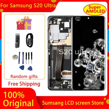 100% AMOLED Pre Samsung Galaxy S20 Ultra Lcd G988 G988F G988B/DS Displej Dotykový Displej Digitalizátorom. Nahradiť+Zadarmo Zadný Kryt