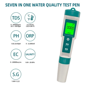 Kvalita Meter Pre 7 1 Digitálny Nástroj Akvárium Ph Vody/tds/es/salinita/orp/s.g/Meranie teploty Tester Pero Kvality Vody