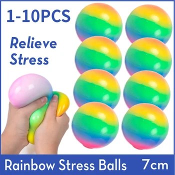 1-10PCS 7 cm Pstruh Stres Gule Najlepšie Darčeky, Odrazu Štipku Prebiť Gule Dekompresný Hračky Úsek Rainbow Lopta Soft TPR pre Dieťa