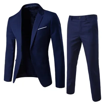 Muži Blejzre 2 Ks Súpravy Business 2 Obleky, Nohavice, Kabáty Svadobné Office Formálne Bundy Elegantné Kórejský Luxusné Sako Muž Bunda
