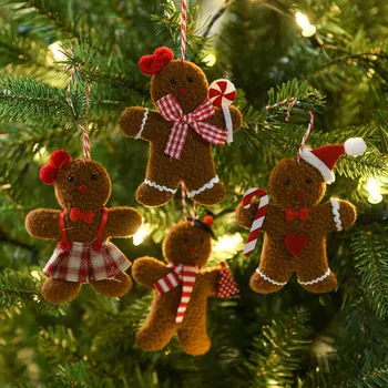 Vianočné Fuzzy Perník Muž Bábika Vianočný Strom Prívesky Nový Rok Deti Darček Visí Ozdoby, Vianočné Dekorácie Pre Domov